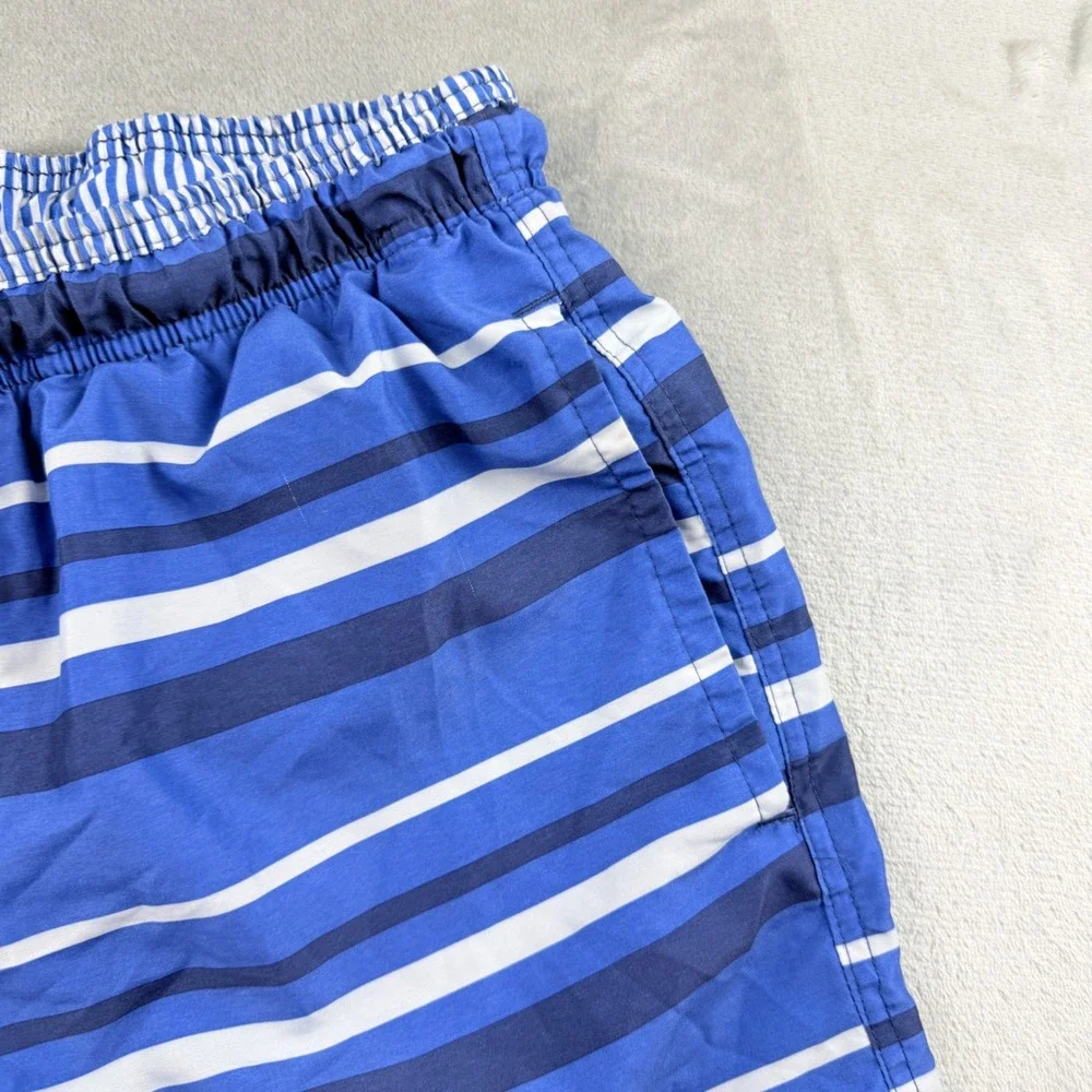 Livergy Men's Blue White Striped Swim Trunks Size Medium Board Shorts Beachwear